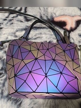 Iridescent Geometric Tote Bag - Purple/Blue